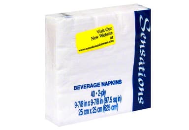 Napkins, Beverage, 2-Ply, White