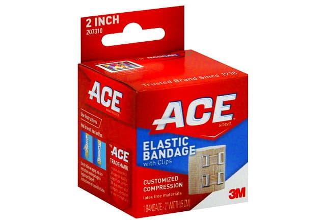 Elastic Bandage, with Clips, 2 Inch